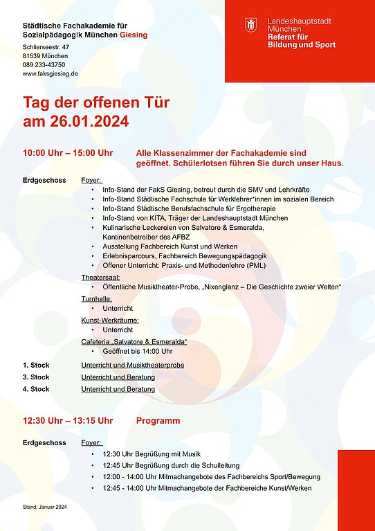 Programm Tag der offenen Tür